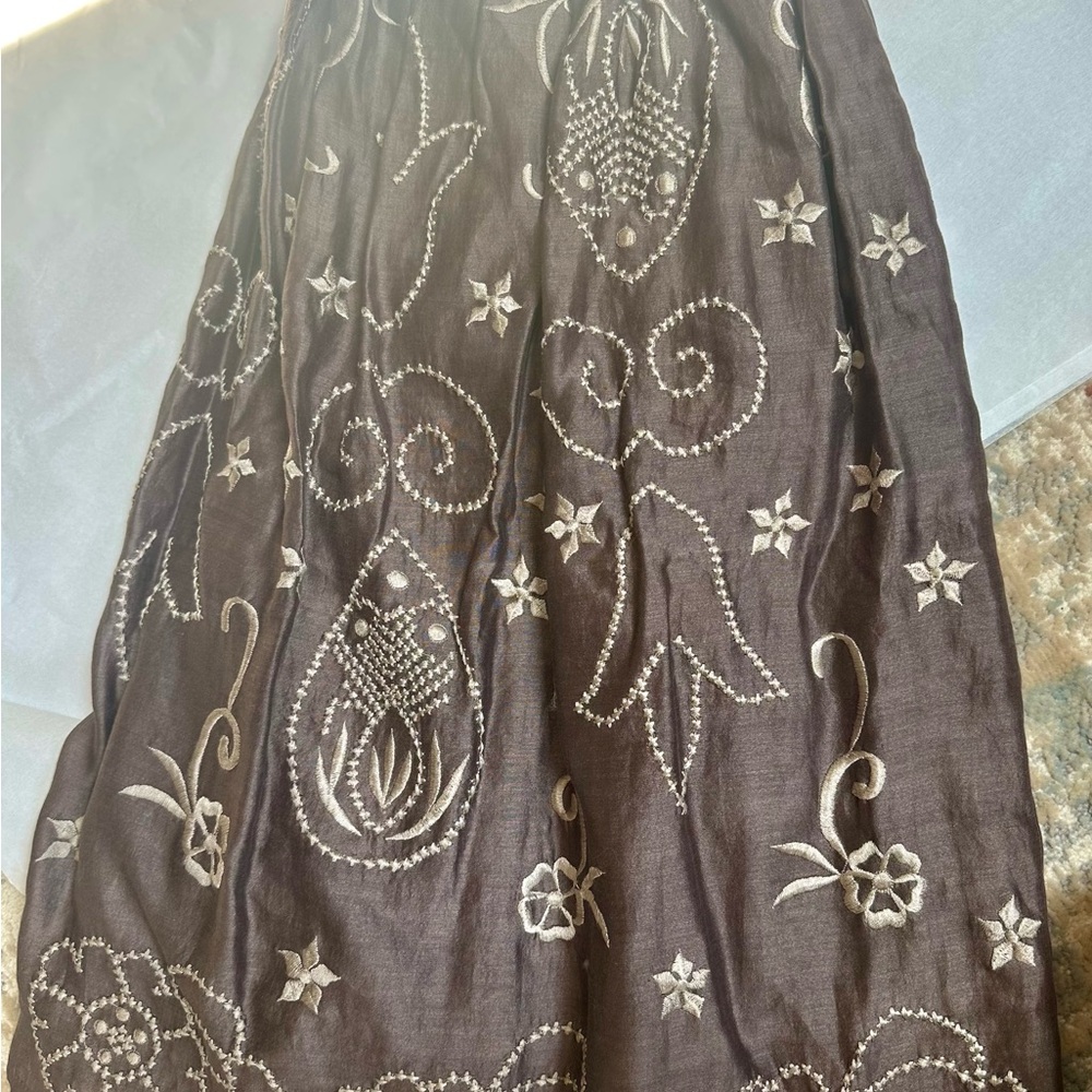 Chan Luu small hand made in India embroidered boho A-Line Maxi Skirt whimsical